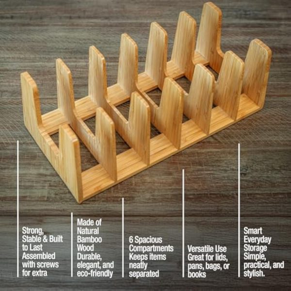 Kitchen Cabinet Organizer Bamboo Pot and Pan Rack Multiuse Lid Holder Durable Sturdy Bamboo Cookware Organizer for Inside Cabinet Cutting Boards and Dishes China Products Manufacturer - Image 5