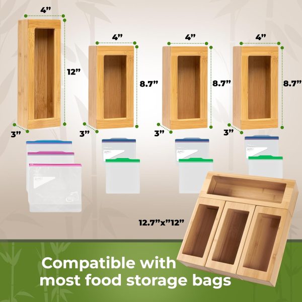 Bamboo Bag Organizer for Drawer 4 Modular Blocks with Labels Plastic Bag Storage Holder Quick Refill Gallon Quart Sandwich Snack Size Baggie Organizer China Products Manufacturer - Image 6