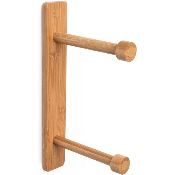 Wall Mount Natural Bamboo Vertical Double Dual Toilet Paper Holder China Factory - Image 6