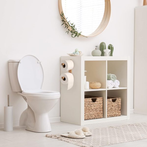 Wall Mount Natural Bamboo Vertical Double Dual Toilet Paper Holder China Factory - Image 4