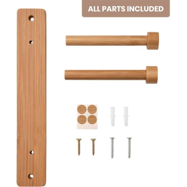 Wall Mount Natural Bamboo Vertical Double Dual Toilet Paper Holder China Factory - Image 2