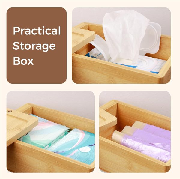 Bamboo 3 in 1 Toilet Paper Holder with Storage Box Bathroom Rack for Tissue and Small Items Wall Mounted Bathroom OrganizerChina Factory - Image 3