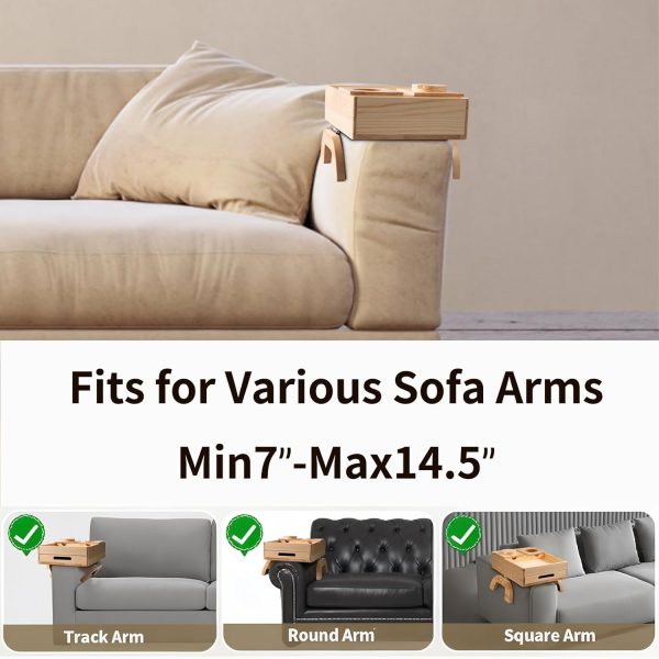 6 in 1 Couch Armrest Table with Drawer 360° Phone Holder Non Slip Stable for Living Room China Factory - Image 3