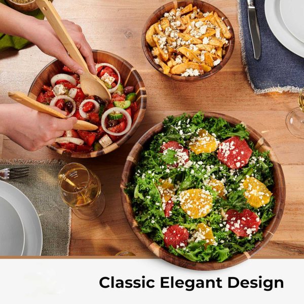 3 Piece Multi Size Reusable Wooden Salad Bowl Set China Factory - Image 4