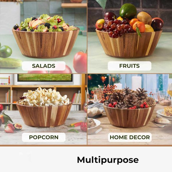 3 Piece Multi Size Reusable Wooden Salad Bowl Set China Factory - Image 3
