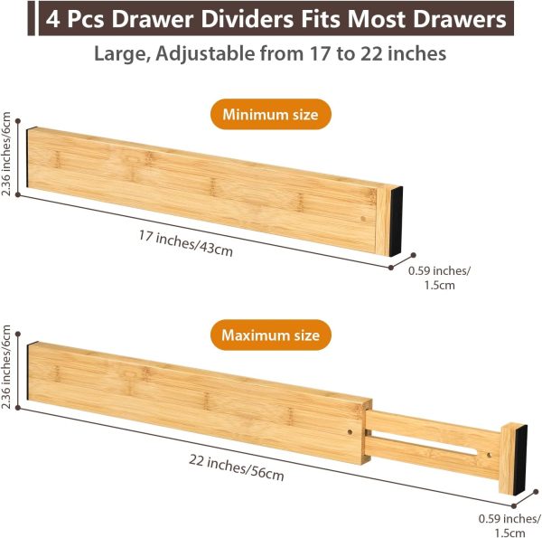 Adjustable Bamboo Drawer Dividers Organizers Durable Structure Fits Most Drawer Sizes China Factory - Image 5
