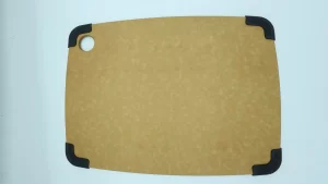 Wood fiber cutting board made from compressed fiber composite material