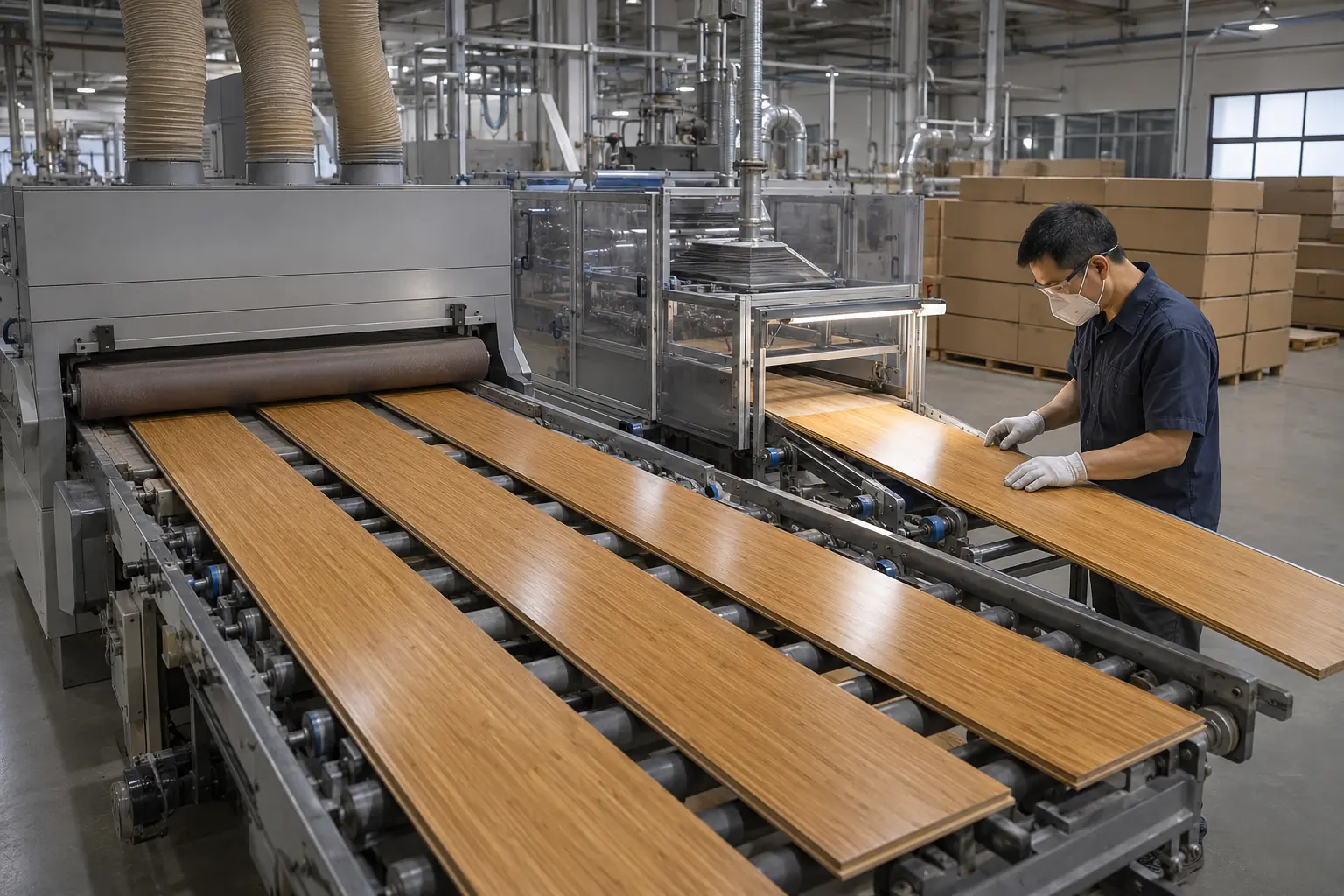 Bamboo flooring sanding coating and final quality inspection