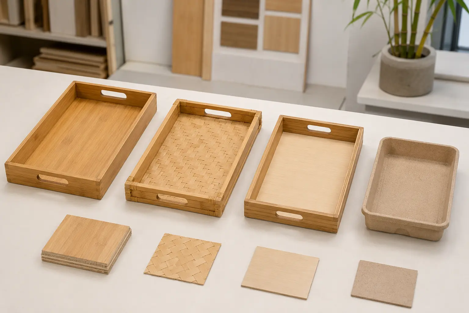 Bamboo tray materials and construction options for wholesale product development