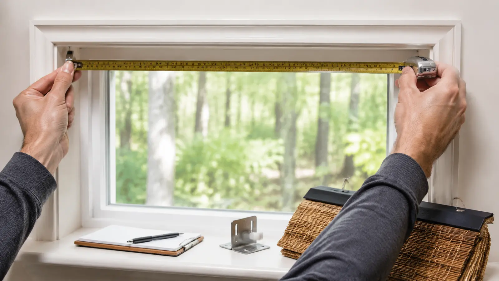 Measuring the inside width of a window for custom size bamboo blinds