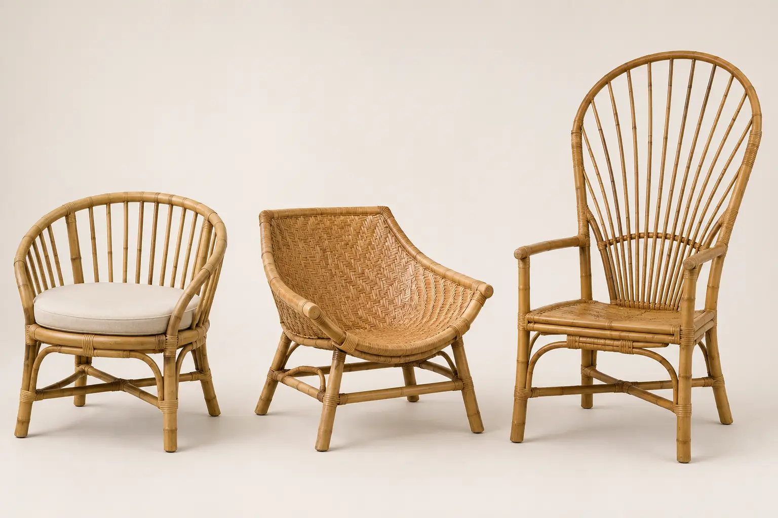 Bamboo barrel basket and fan chair style comparison