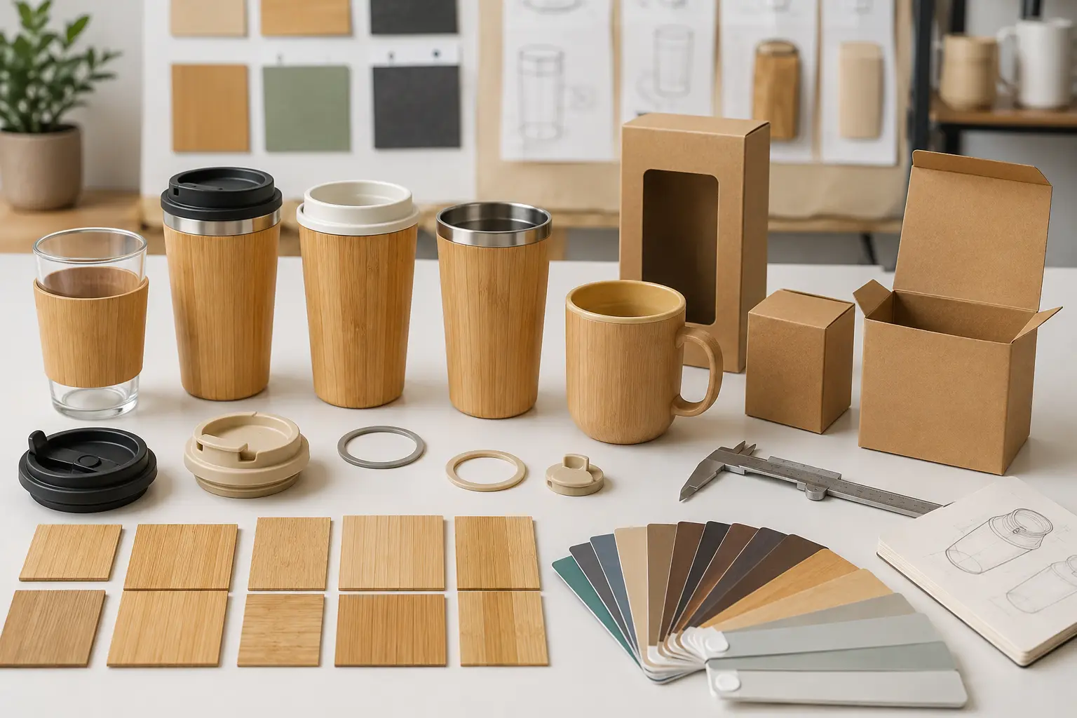 Material options reviewed for a custom bamboo coffee cup project
