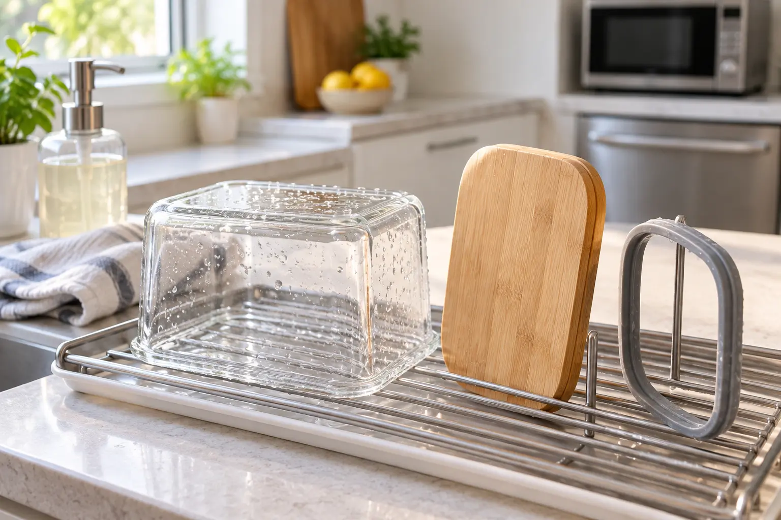 Separate glass container and bamboo lid prepared for safe cleaning and storage review