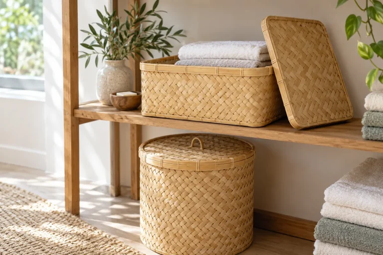 bamboo storage baskets with lids